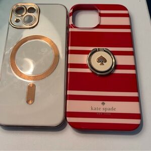 Kate Spade Red and Cream Striped iPhone 14 Case